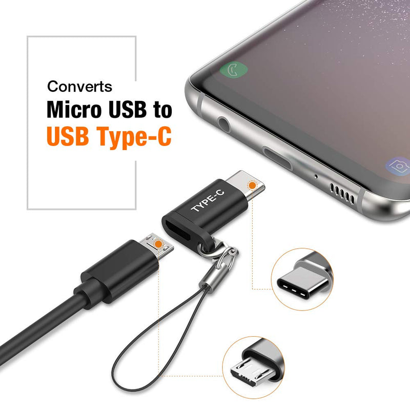 [Australia - AusPower] - Micro USB to USB C Adapter with Keychain 4-Pack, BrexLink USB Type C Adapter Convert Connector, Fast Charge for Samsung Galaxy S10 S9 S8 Plus Note 9 8, MacBook, LG V30 G5 G6, Moto Z2 Play More (Black) Black 