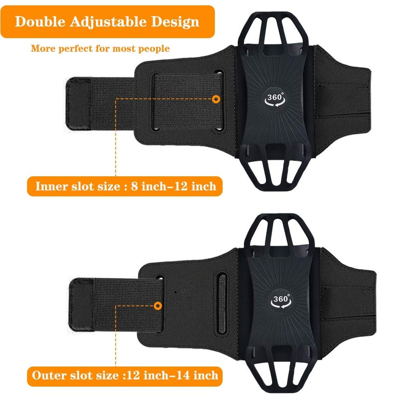 [Australia - AusPower] - SHINYLIFE Detachable Running Armband, 360° Rotatable Lightweight Sport Cell Phone Holder with Adjustable Elastic Band & Key Holder, Compatible with iPhone 12 11 Pro Max Xs XR Samsung S20 Google etc. 