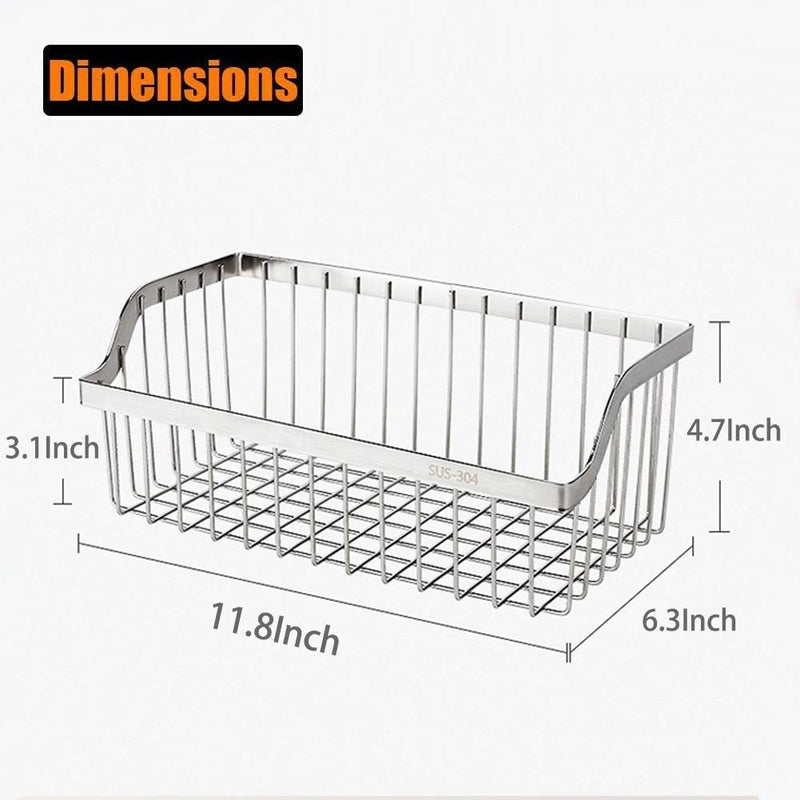 [Australia - AusPower] - kaileyouxiangongsi Kitchen Storage Metal Wire Fruit Basket - SUS304 Stainless steel Organizer Storage Bin Baskets for Bathroom - Space Saving Design for Pantry Organization （Silver） Small 1PC 