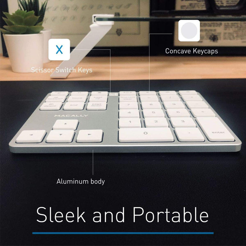 [Australia - AusPower] - Macally Wireless Number Pad for Mac & PC and a Wireless Bluetooth Mouse, Work with Numbers More Efficiently 