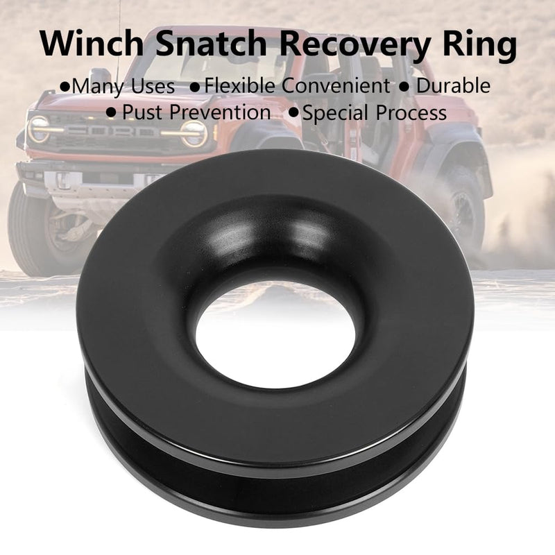 [Australia - AusPower] - BARTOO Winch Snatch Recovery Ring Aluminum 41000lb Snatch Block Ring Snatch-Ring Snatch Pulley for Soft Shackle ATV UTVï¼ˆBlackï¼‰ Black 