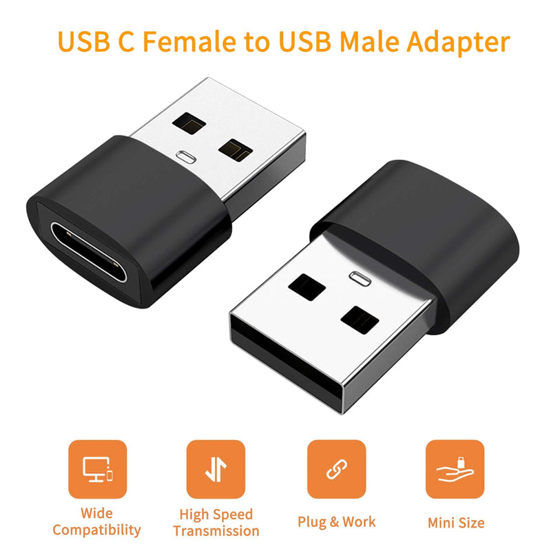 [Australia - AusPower] - USB C Female to USB Male Adapter 2-Pack, USB Type C to A Charger Cable Adapter Convertor, Compatible with iPhone 11 12 Mini Pro Max, Airpods, iPad Air, Samsung Galaxy Note 