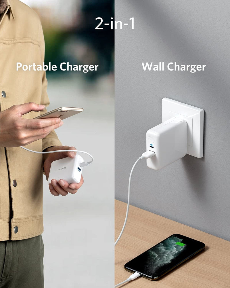[Australia - AusPower] - Anker PowerCore Fusion III PIQ 3.0, 18W USB-C Portable Charger 2-in-1 with Power Delivery Wall Charger for iPhone12，12Mini, 11, iPad, Samsung, Pixel and More 