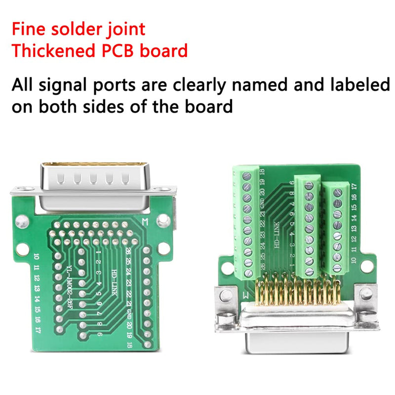 [Australia - AusPower] - ANMBEST DB26 Breakout Connector, Solderfree Metal Shell RS232 D-SUB Serial to 26-Pin Port Terminal Female Adapter Pure Copper Core Gold Plated Connector with Case Female Metal 