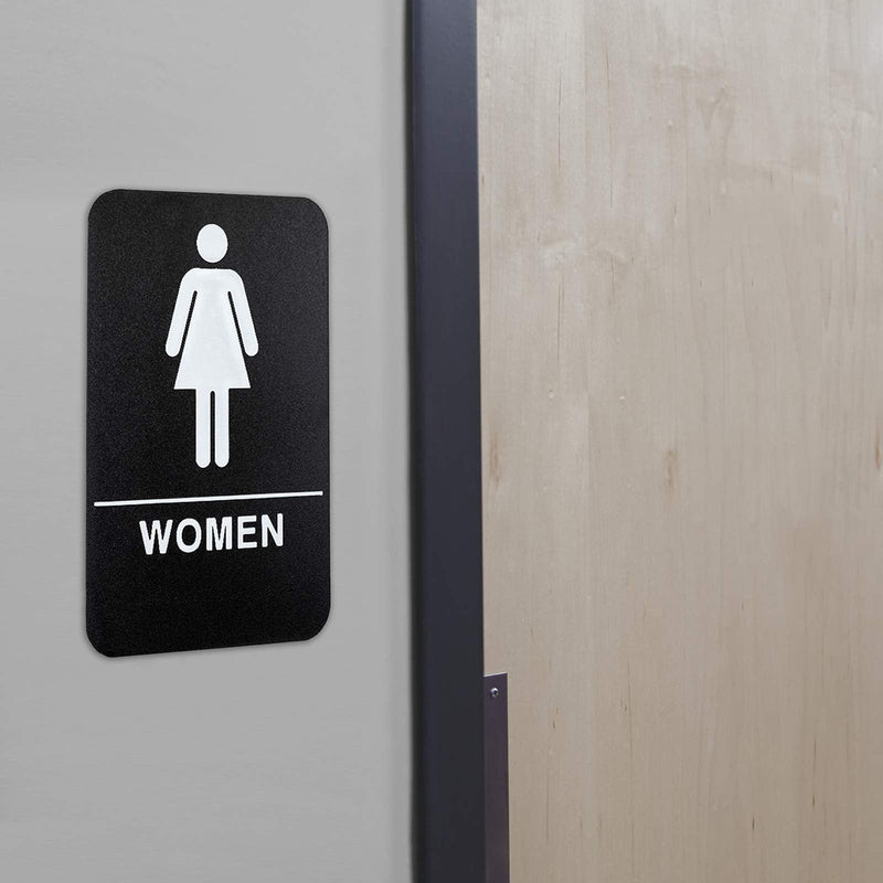 [Australia - AusPower] - Excello Global Products Plastic Restroom Sign: Easy to Mount with Braille (ADA Compliant), Great for Business & Restaurants - 6"x9", Men, Women, Unisex 
