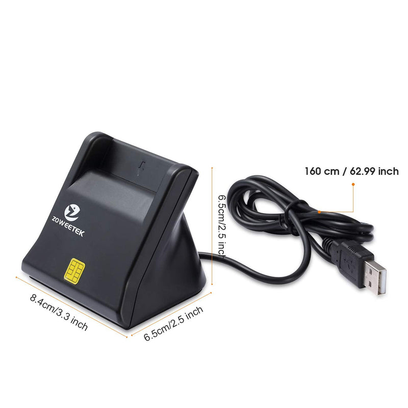 [Australia - AusPower] - ZOWEETEK CAC Reader, CAC Card Reader Military, DOD Military USB Common Access CAC Smart Card Reader, Compatible with Windows, Mac OS and Linux Black 