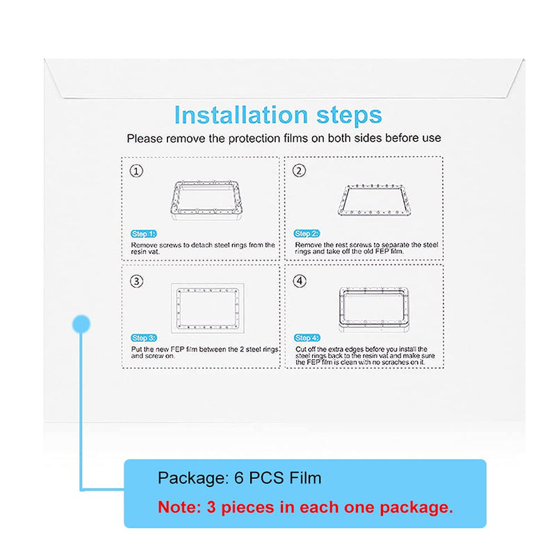 [Australia - AusPower] - Creality 6PCS UV FEP Film Release Films for ELEGOO Saturn/MSLA/Anucubic Photon Mono/Mono X UV 3D Printer 260 x 200 x 0.15mm Large 