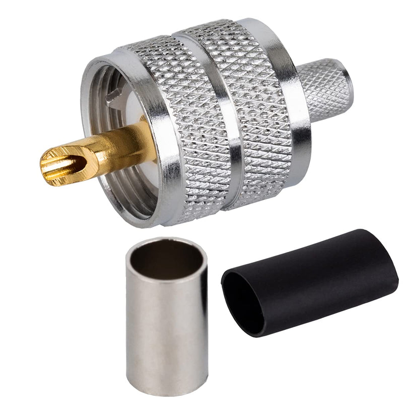 [Australia - AusPower] - RFIOTASY Pack of 5 UHF PL-259 PL259 Male Crimp Coax Connector Adapter Connector for RG8X, LMR240 Coax Cable Compatiable with Ham Radio 5 piece UHF male lmr240 