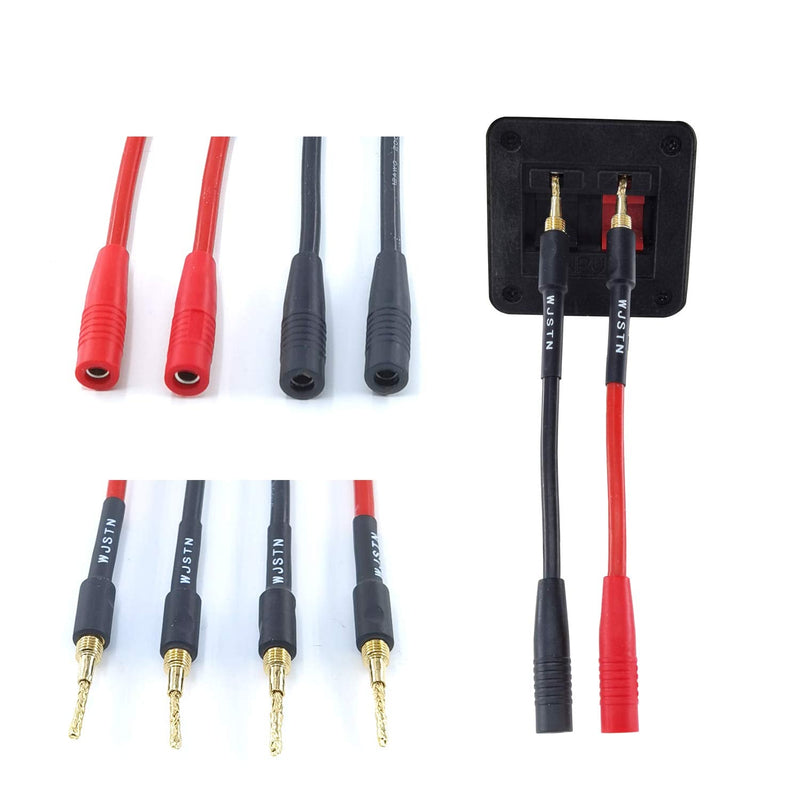 [Australia - AusPower] - WJSTN-018 Braided Wire Speaker Banana Plugs to 4mm Female Banana Jack Converter, Soft Whip Banana Plug Adapter Cable,4- Packs 