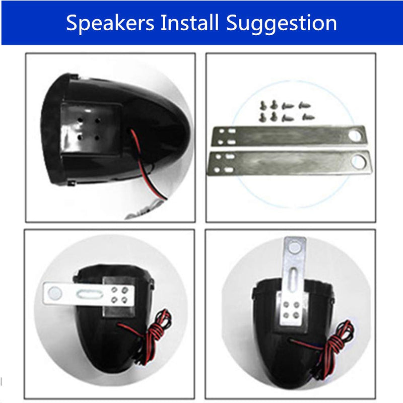 [Australia - AusPower] - UTV ATV Bluetooth Amplifier Sound System Hand-Free Speakers FM USB Audio System Stereo 3.5 Inch Speakers 12V Motorcycle Waterproof Audio FM Radio Stereo Speaker (Silver&Black) Silver&Black 