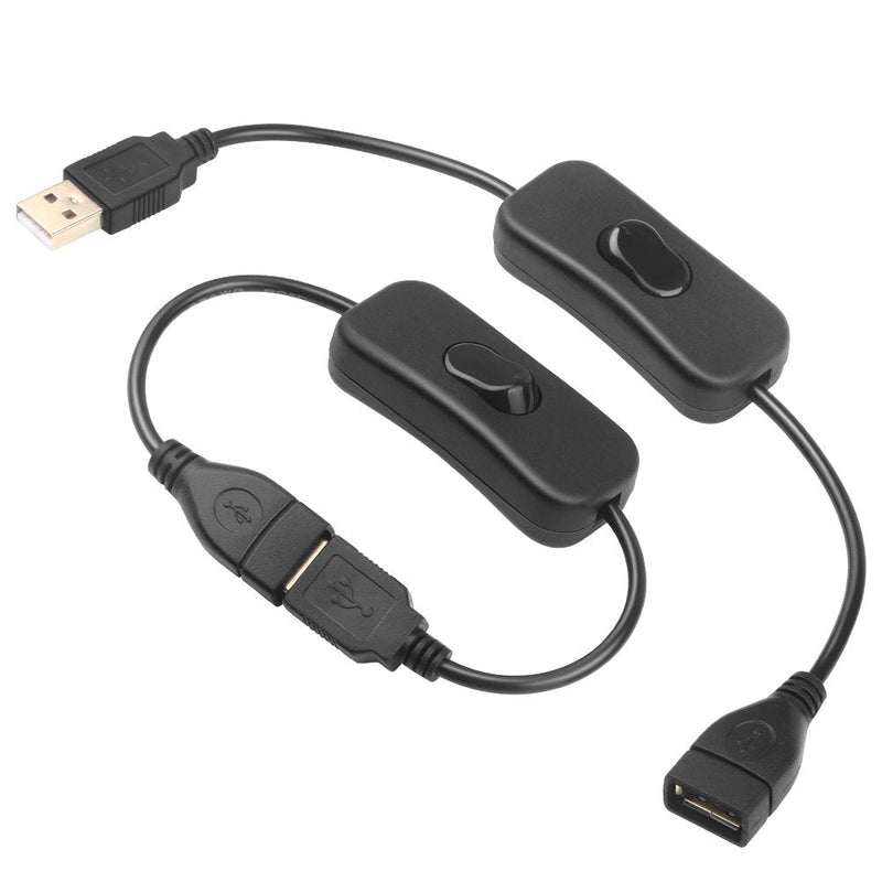 [Australia - AusPower] - Electop 2 Pack Male to Female USB Cable with On/Off Switch, USB Extension Inline Rocker Switch for Driving Recorder, LED Desk Lamp, USB Fan, LED Strips Black 