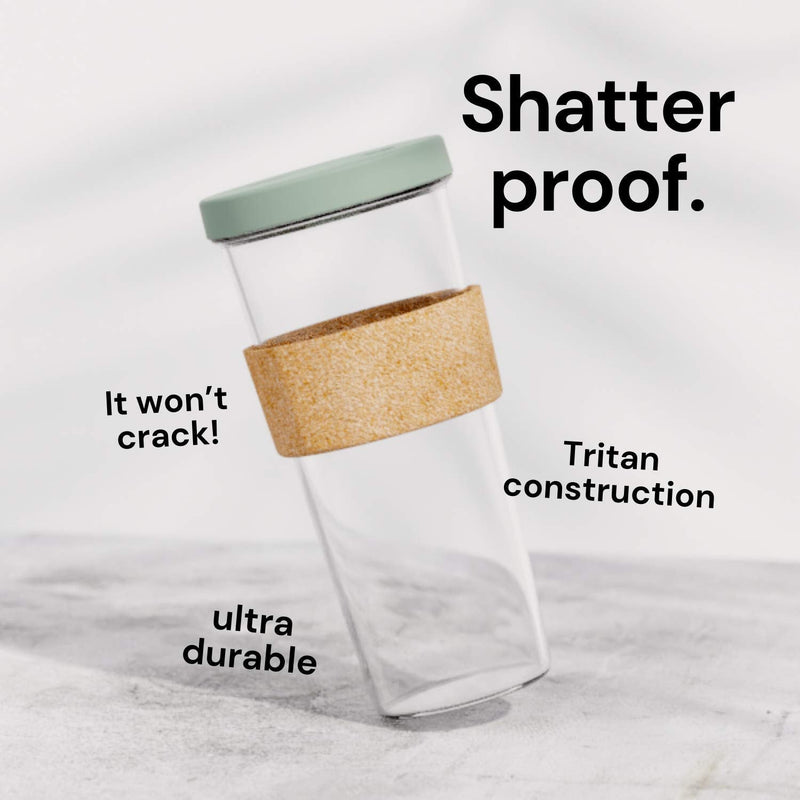 [Australia - AusPower] - 24 oz Leakproof, Reusable Boba Cup and Smoothie Tumbler by Dodoko with Resealable Lid Plug |Wide Stainless Steel Straw for Bubble Tea and Boba| Dishwasher Safe | BPA Free | Shatterproof - Sage Green 