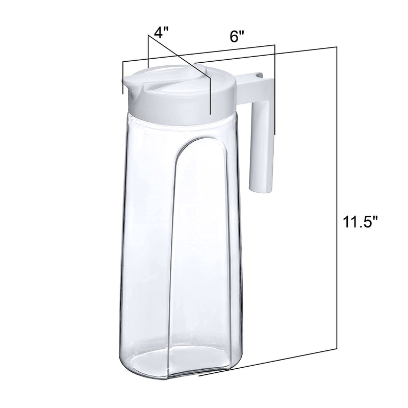 [Australia - AusPower] - Amazing Abby - Slim - Tritan Pitcher (64 oz), Unbreakable Plastic Pitcher, BPA-Free, Heat-Resistant, Dishwasher-Safe, Great for Both Iced and Hot Drinks, Indoors and Outdoors, White 