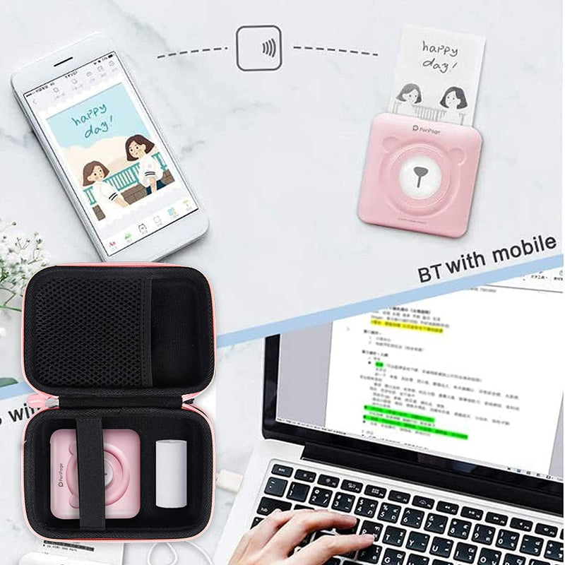 [Australia - AusPower] - Leayjeen Mini Printer Case Compatible with Aibecy/POOOLITECH Pocket Portable Wireless Photo Printer Phone Picture Thermal Printer Bluetooth Wireless Label Printer (Case Only)-Pink pink 