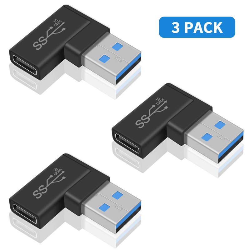 [Australia - AusPower] - Poyiccot Right Angle USB C to USB Adapter, 10Gbps 90 Degree USB C Female to USB Male Adapter, USB 3.1 Gen2 Type C USB-C to USB 3.0 Adapter for USB C Cable, Laptops,Phone (3Pack ) 