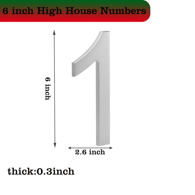 [Australia - AusPower] - TripDock Premium Upgrade House Numbers- 6 Inch High Floating Mounting Home Address Number-Anti-fade Aluminum Mailbox Numbers/Elegant Silver Finish/Number 1 Number 1 