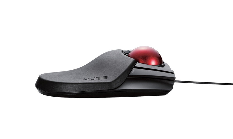 [Australia - AusPower] - ELECOM HUGE Trackball Mouse, Wired, Finger-Operated, 8-Button Function, Precision Optical Gaming Sensor, Palm Rest Attached, Windows11, macOS (M-HT1URBK) Wired Trackball Mouse 