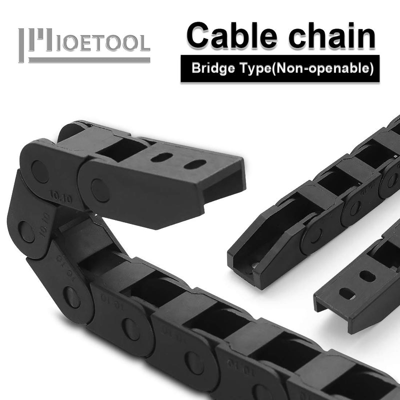 [Australia - AusPower] - LMioEtool R18 10mm x 10mm(Inner H x Inner W) Black Plastic Cable Wire Carrier Drag Chain 1M Length for CNC, with End Connectors - Bridge Type (Non-openable) 10*10 