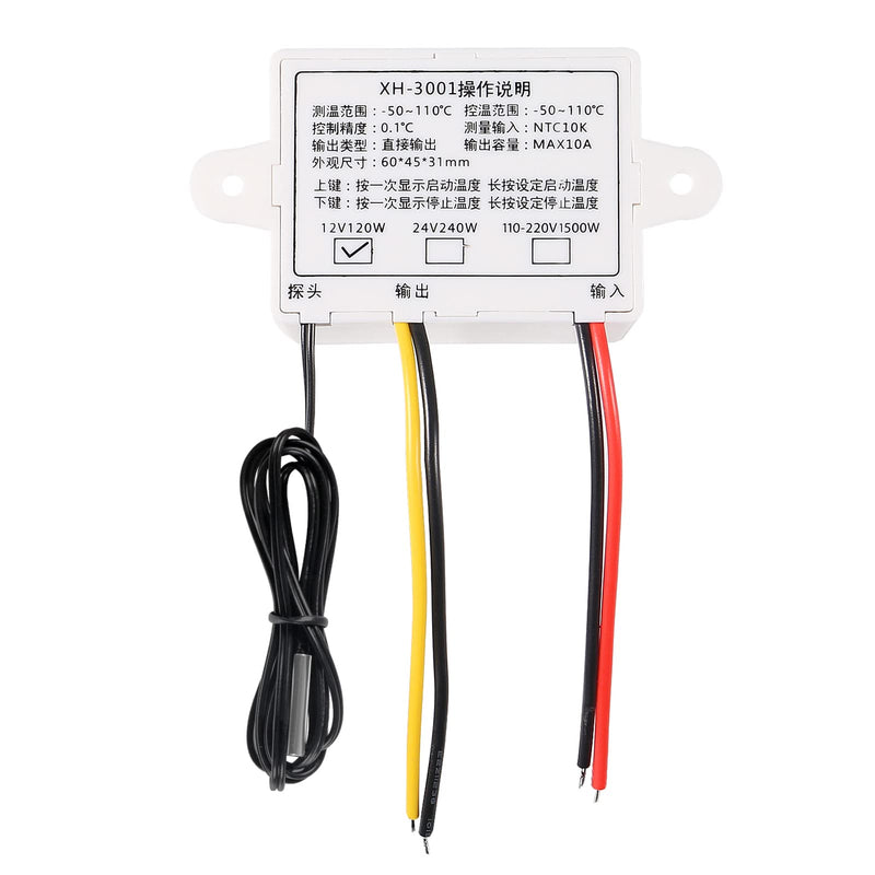 [Australia - AusPower] - Aobao 3pcs XH-W3001 12V 10A 120W Digital LED Temperature Controller Module Digital Thermostat Switch with Waterproof Sensor Probe Programmable Heating Cooling Electronic Thermostat -50? to 110? 