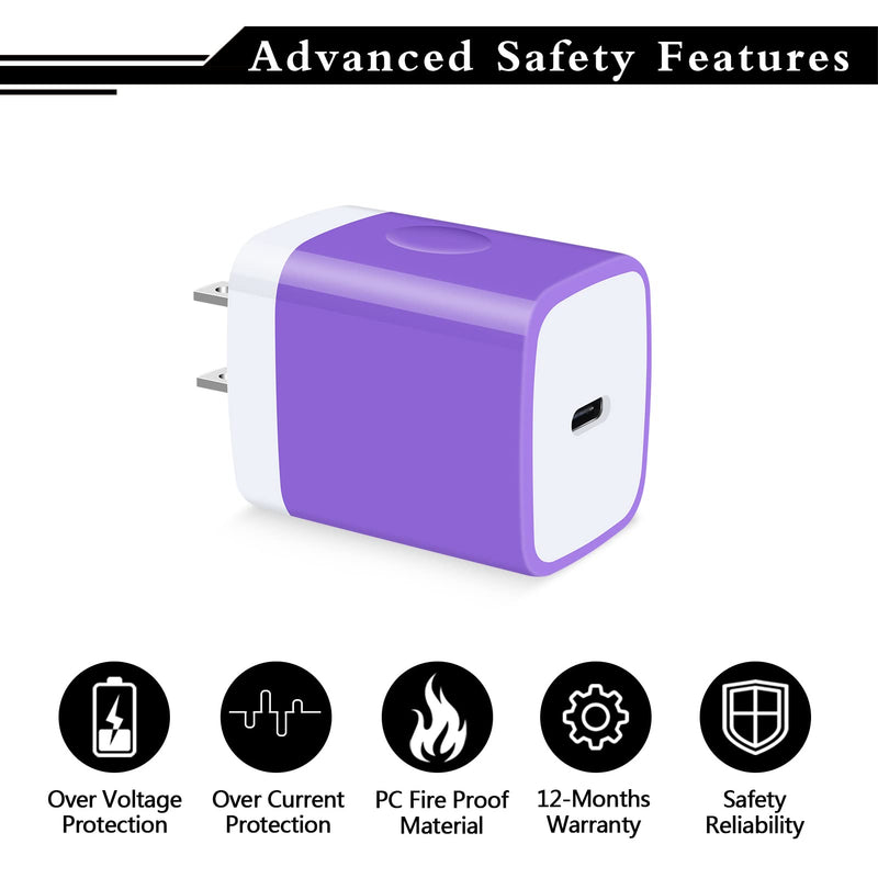 [Australia - AusPower] - Type C Wall Charger, 2Pack 20W PD 3.0 USB C Plug Power Delivery Adapter Fast Charger Box Cube Plug Compatible with iPhone 13 Pro Max 12 11 Pro Max SE 8 7 Plus iPad Pro,Samsung Galaxy S21 S20 S10 Plus Blue 