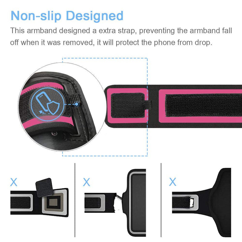 [Australia - AusPower] - Galaxy A52 A51 A50 A20 Armband, JEMACHE Water Resistant Gym Running Workouts Exercises Arm Band for Samsung Galaxy A20 A50 A51 A52 5G with Card Holder (Rosy) Rosy 