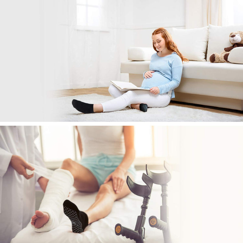 [Australia - AusPower] - unenow Unisex Non Slip Grip Socks with Cushion for Yoga, Pilates, Barre, Home & Hospital 4 Pairs-4 Pairs of Black Small 