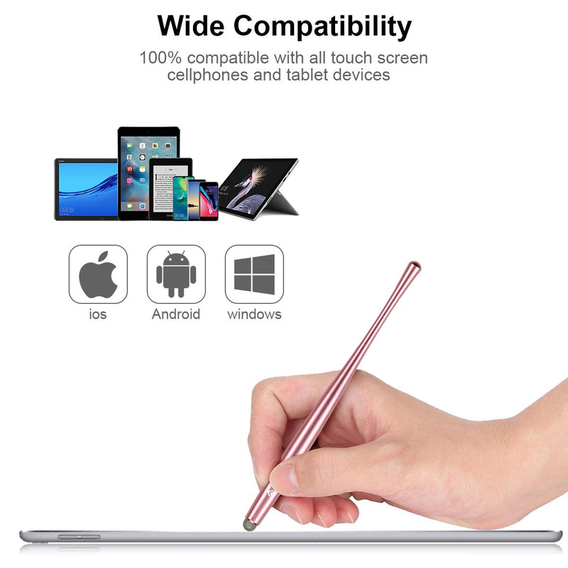 [Australia - AusPower] - AULEEP Capacitive Stylus Pen for Touch Screen 2 Pack with 4 Nanofiber Tips Compatible for Phones, Tablets, iPads, Kindles (Silver and Rose Gold) 2P-Silver, Rose Red 