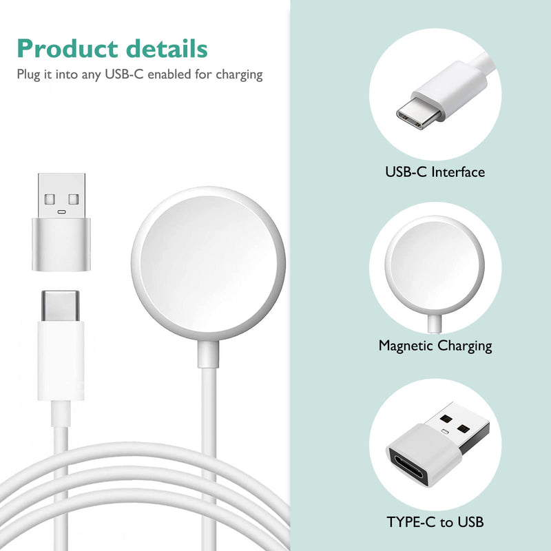 [Australia - AusPower] - for Google Pixel Watch Charger, Lnauy Replacement USB-C Charger Stand Compatible with Google Pixel Watch Magnetic Portable Charging Cable Power (White) White 