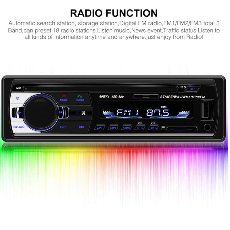 [Australia - AusPower] - PolarLander Car Radio Audio USB/SD/MP3 Player Receiver Bluetooth Hands-Free with Remote Control Black 1 Din 