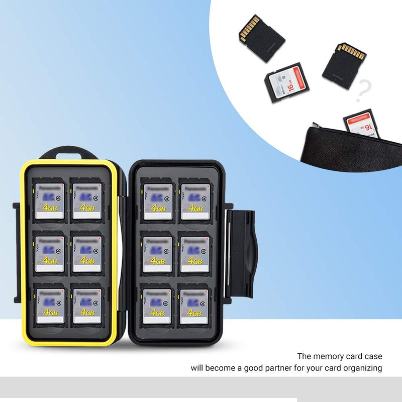 [Australia - AusPower] - 12 Slots SD Card Case Holder, SD Card Holder SD Card Organizer SD Card Storage Water-Resistant Anti-Shock SD/SDHC/SDXC Card Holder Storage with Carabiner 12 Slots for SD Card 