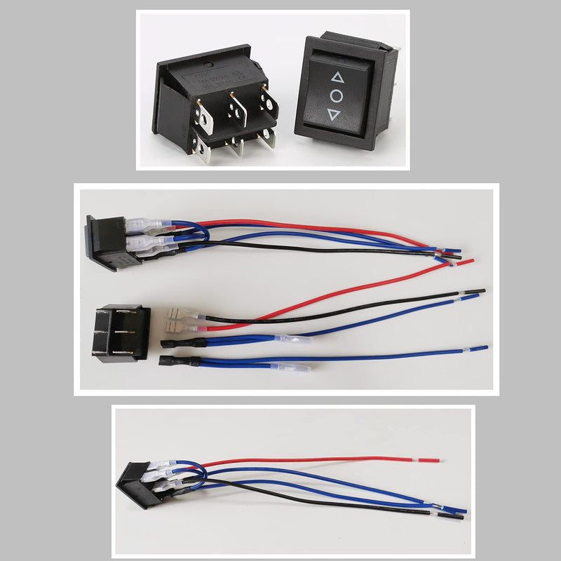 [Australia - AusPower] - 2PCS Momentary Polarity Reverse Switch DC 12V 20A Motor Control DPDT 6 Pin 3 Position (ON)-Off-(ON) AC 110V-220V Automatic Reset Boat Rocker Toggle Switch with Wire 