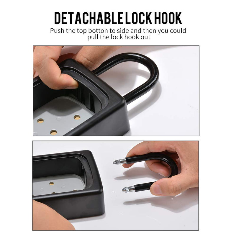 [Australia - AusPower] - Key Lock Box Wall Mounted, Portable Lock Box for House Key, 5 Key Capacity, Weatherproof Resettable Code House Key Safe Security Lock Box for Outside Realtors Garage Spare (1 Pack) 1 