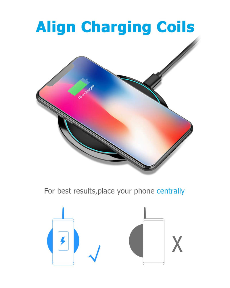 [Australia - AusPower] - NANAMI Fast Wireless Charger, 7.5W Qi Certified Charging Pad with QC3.0 Adapter USB Charger for iPhone 13/13 pro/12/11/XS Max/XR/X/8 Plus/Airpods 2,10W Compatible Samsung S21 S20 S10 S9/Note 20Ultra Black 