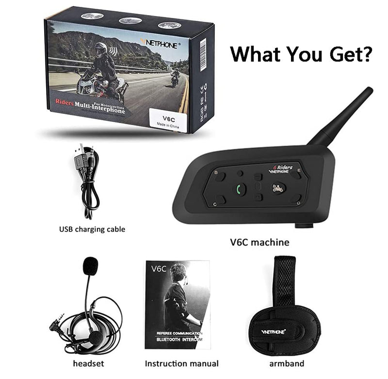 [Australia - AusPower] - EJEAS Professional Football Referee V6C Intercom 850mAh Motorcycle Snowmobile Full Duplex 1200M Wireless BT Intercom Interphone Earpiece with Referees Headset and Armband V6C-1PC 