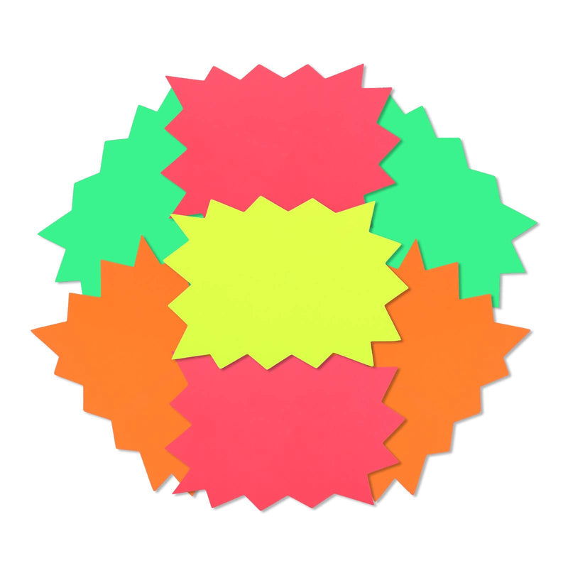 [Australia - AusPower] - 100 Pieces Starburst Signs Star Burst Signs Fluorescent Neon Paper for Retail Store, 4 Bright Colors (3 x 4.1 Inches) 3 x 4.1 Inches 