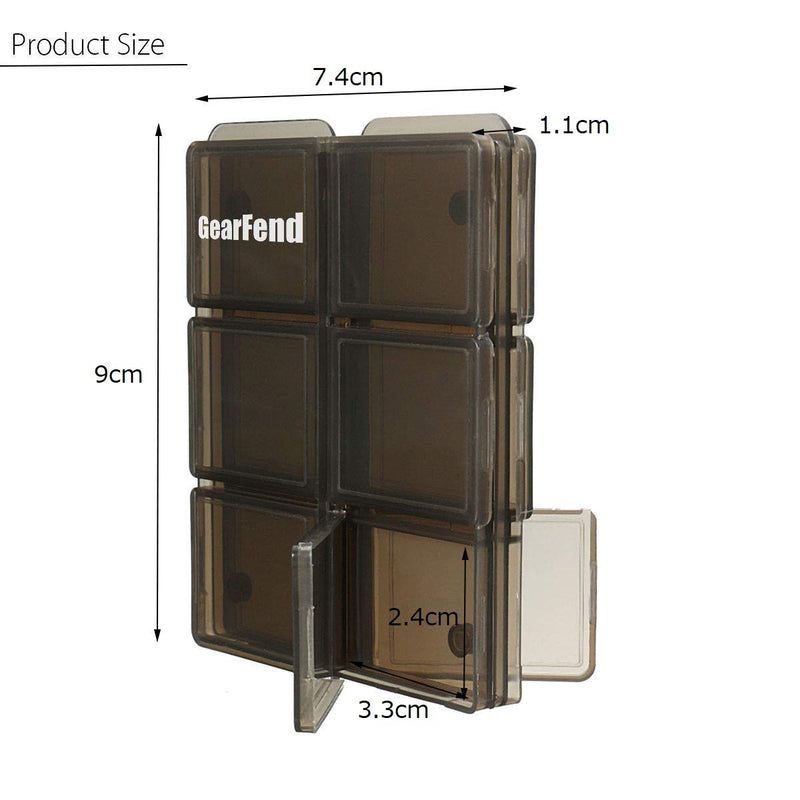 [Australia - AusPower] - GearFend 12 Slot Memory Card Carrying Case Holder, Foldable Hard Plastic Storage Container for SD and Micro SD Cards (2 Pack) 2 Pack 