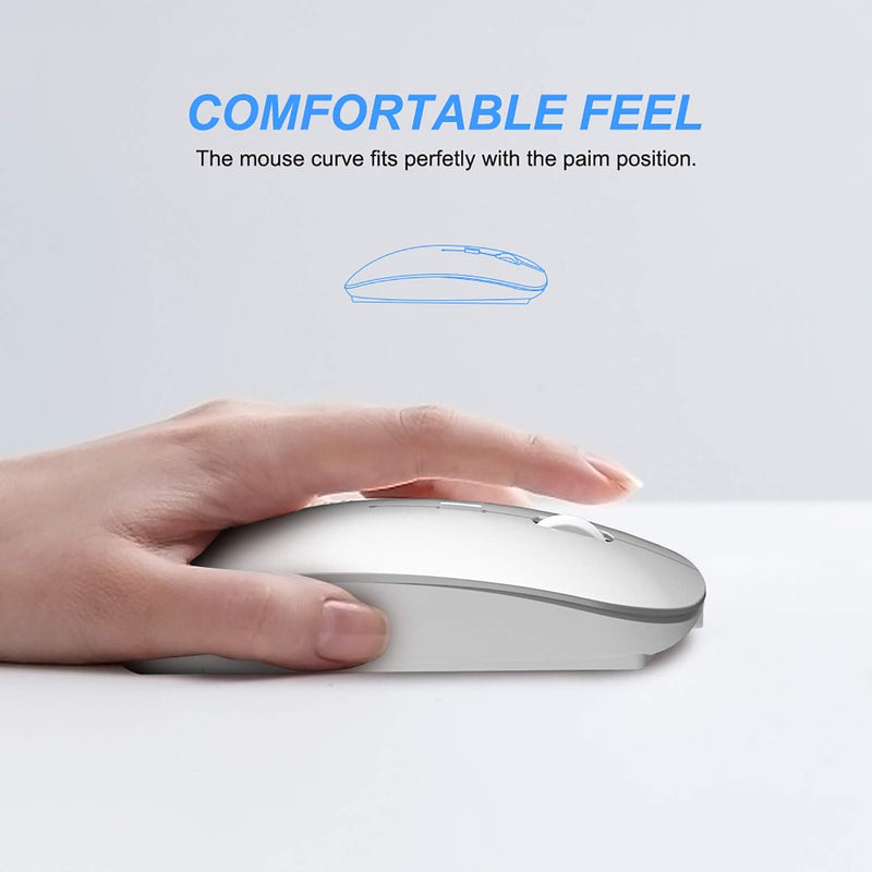 [Australia - AusPower] - Ultra-Thin 2.4G Office Wireless Mouse Mute Charging Mouse Notebook Home Mouse with USB Receiver Compatible for Notebook, PC, Laptop, Computer, MacBook (Silver) Silver 