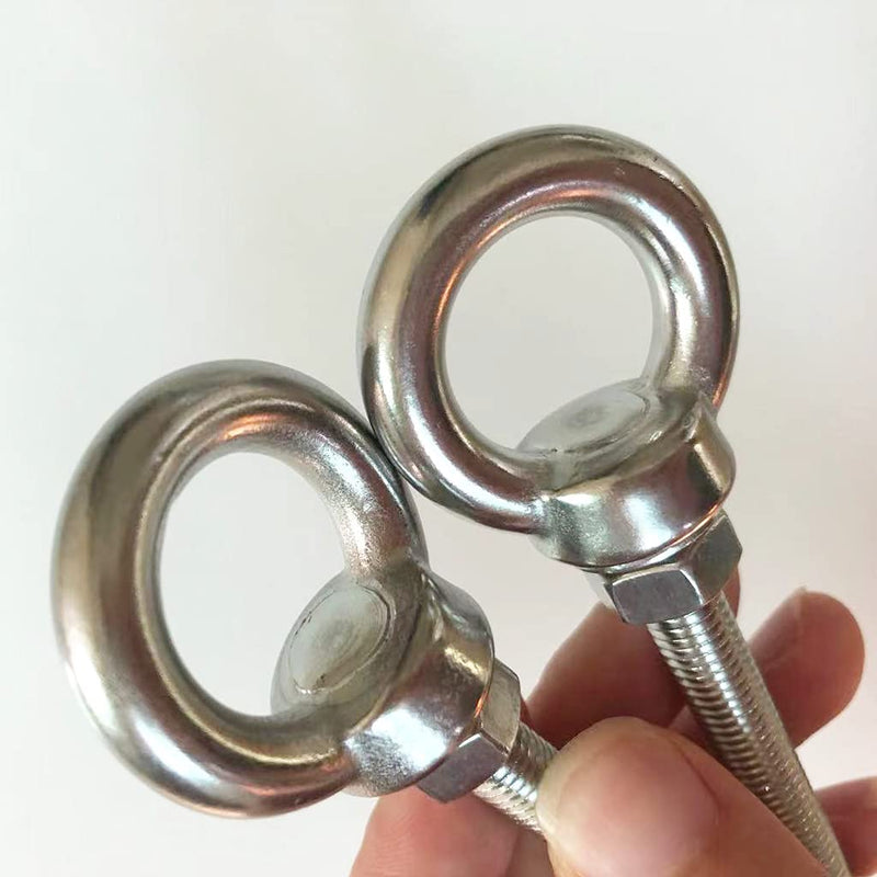 [Australia - AusPower] - HYXXYY Stainless Steel Eye Bolt, 2pack M8 Shoulder Eye Bolts 5/16" X 4"with Nuts and Washer Thread Lifting Ring Eyebolt, Long 2 pack 