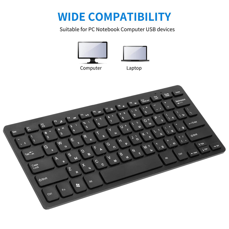 [Australia - AusPower] - Russian Keyboard, USB Wired Keyboard, Ultra Thin 78 Keys Compact Keyboard, Ergonomic Keyboard for PC, Computer, Desktop Russian 