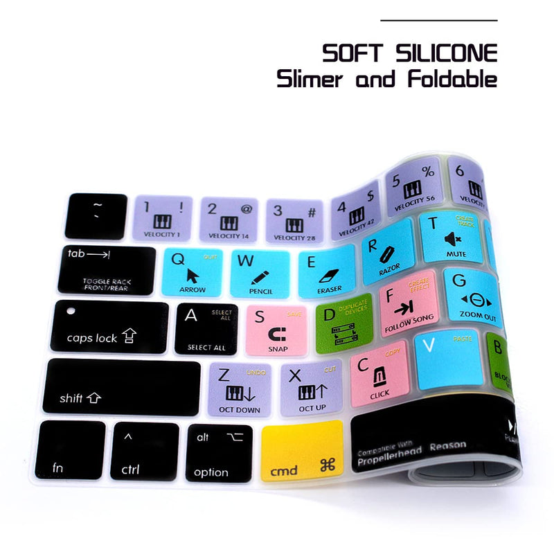 [Australia - AusPower] - HRH Propellerhead Reason Shortcuts Hotkey Silicone Keyboard Cover Skin for MacBook New Pro with Touch Bar 13 Inch and 15 Inch(A2159/A1989/A1706,A1990/A1707) 2019 2018 2016 2017 Release US Version 