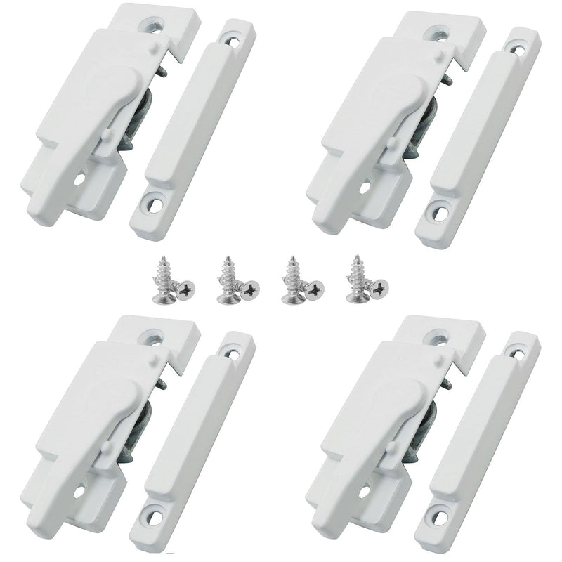 [Australia - AusPower] - XGNG 4PCS White Solid Metal Vinyl Window Sash Locks Window Sash Locks and Keeper for Vertical and Horizontal Sliding Windows Double Hung Window Latch Lock Replacement Security 