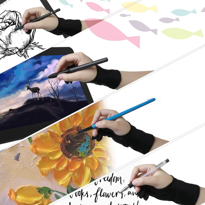[Australia - AusPower] - GAOMON Two Finger Glove for Ipad Drawing, Tablet Drawing, Oil Painting and Sketch Creation, Free Size Support Left and Right Hand 
