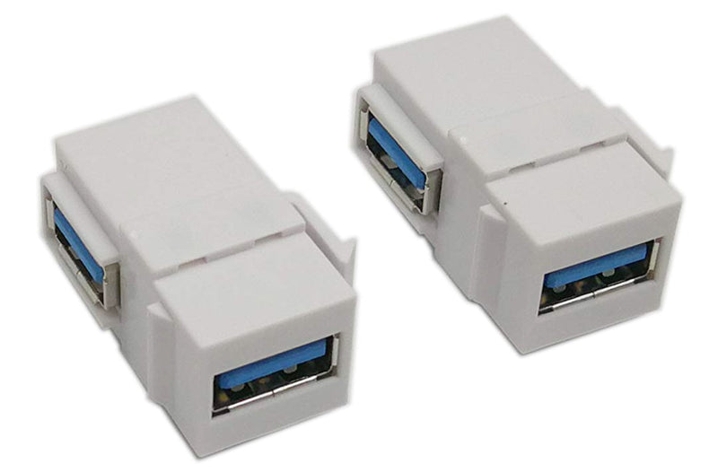 [Australia - AusPower] - USB 3.0 Keystone Jack Inserts, zdyCGTime (2-Pack) 90 Degree Right Angled USB 3.0 Adapters Female to Female Connector for Wall Plate Outlet Pane (White USB 3.0 A) White USB 3.0 A 