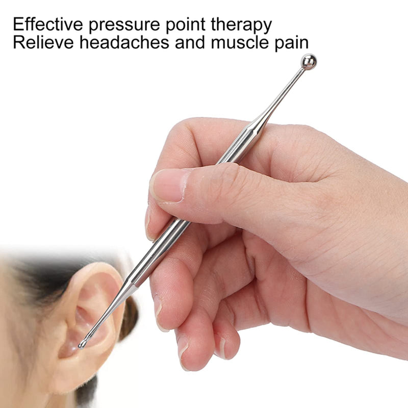 [Australia - AusPower] - 12cm Reflexology Tools for Face, Stainless Steel Ear and Body Acupuncture Massage Pen Full Body Self-Massage Relief Pain Therapy Tools 