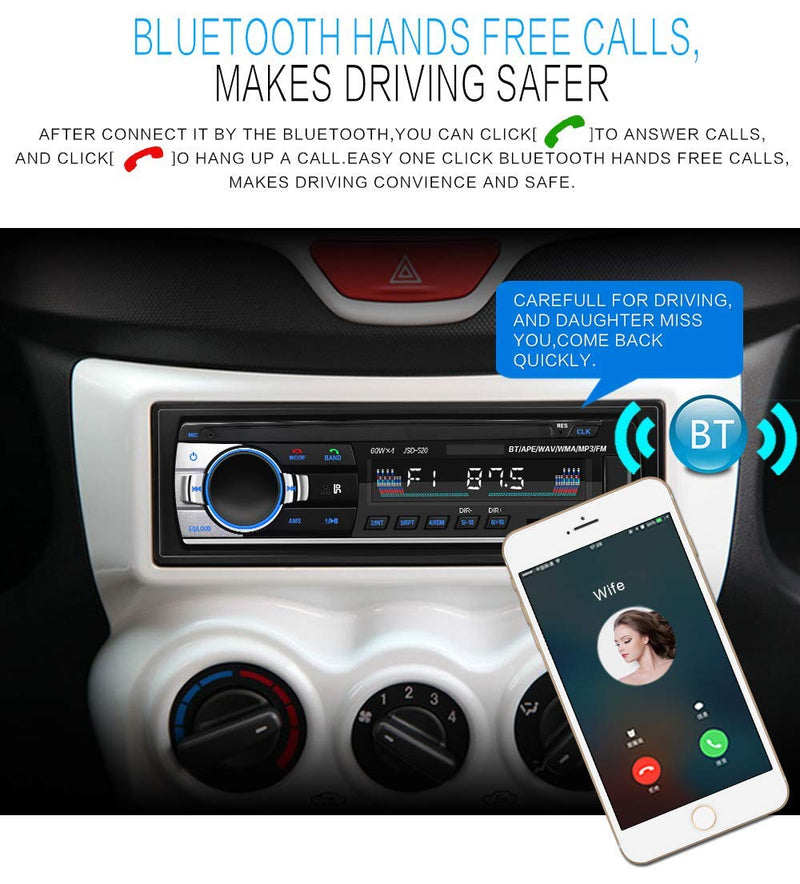 [Australia - AusPower] - Single Din Car Stereo Bluetooth Car Radio Multimedia Car Audio Digital Media Receiver Systems Autoradio Hands-Free Calling,USB Port,SD,AUX-in,FM Radio,Built-in Microphone 