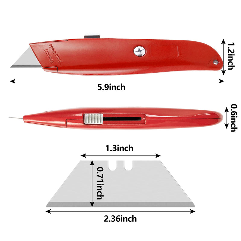 [Australia - AusPower] - DIYSELF 2Pack Utility Knife Box Cutter Retractable Blade Heavy Duty(Red) Red 