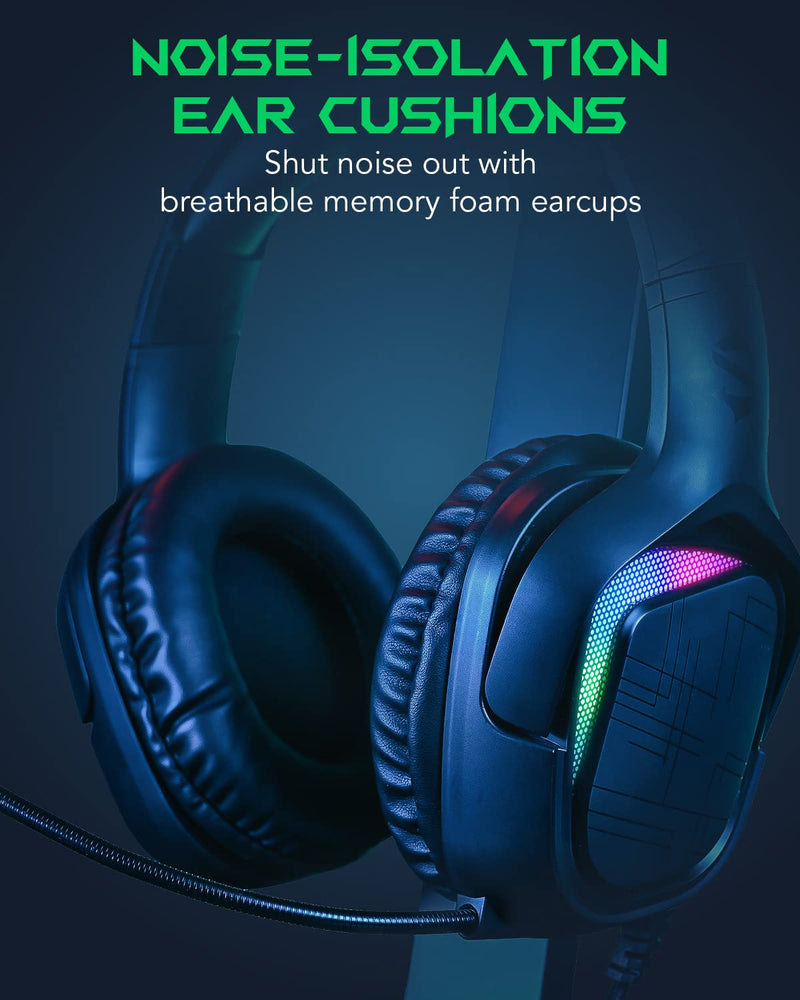 [Australia - AusPower] - Black Shark Gaming Headset for PC, PS4, PS5, Xbox, Switch, All-in-1 Gaming Headphones with Ultra-Clear Bendable Mic, 50mm Dynamic Drivers, Noise Isolation Ear Cushions, in-line Controls - Goblin X1 