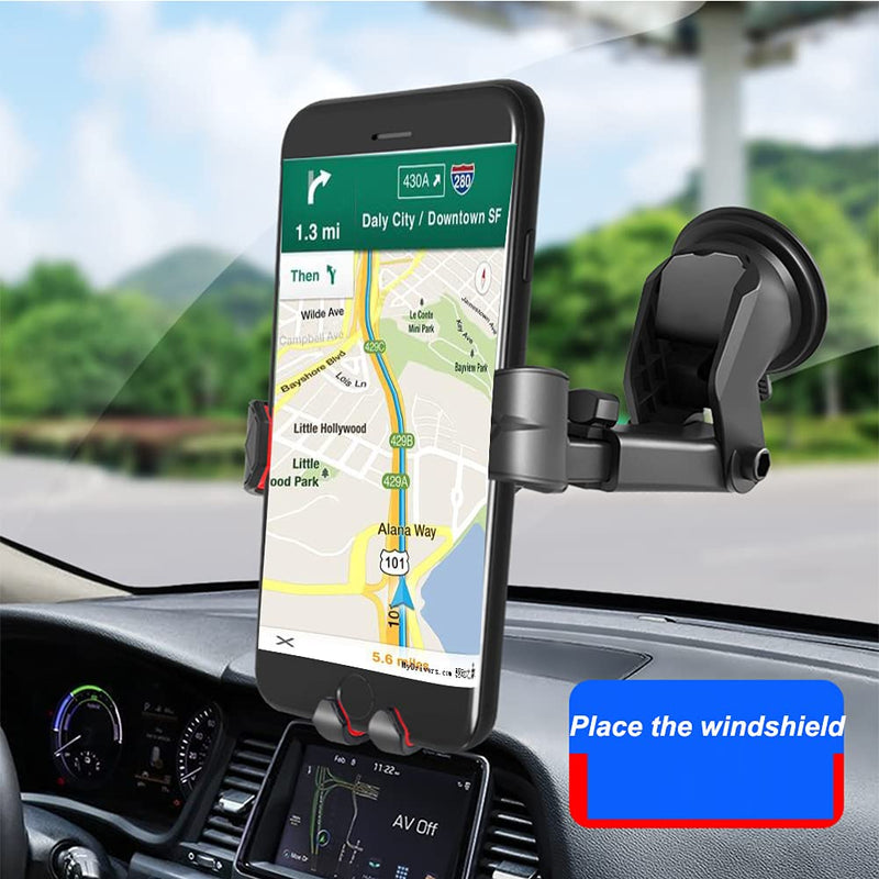 [Australia - AusPower] - Universal Car Phone Mount Auto Clamp Car Phone Holder One-Handed Operation Phone Holder,Suitable for Windshield and Center Console Compatible with iPhone & Android Cell Phone Car Mount(Red) Red 