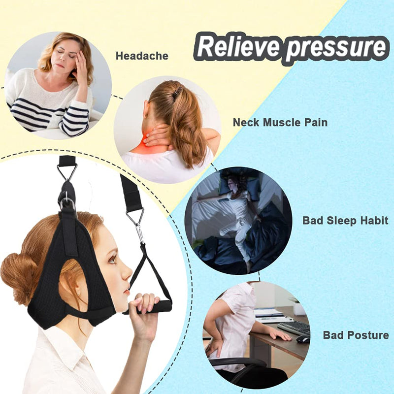 [Australia - AusPower] - Cervical Neck Traction Hammock Device, Over Door Spine Exerciser Support Brace Posture Corrector for Relief Head Shoulder Pain 