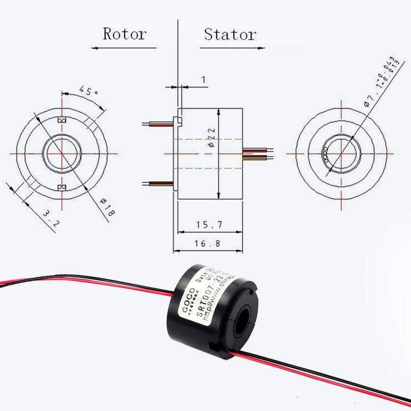 [Australia - AusPower] - GCSLIPRING slipring hole conductive slip ring through hole 7mm2wire2A slip ring brush collector ring 